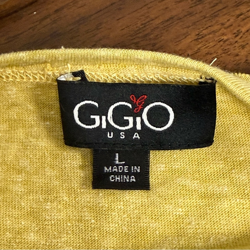 GiGiO Yellow Patchwork Floral Boho Top Ruffle Sleeve Lightweight Size L - Picture 8 of 11